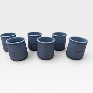Set of SIX (6) La Fermiere Terracotta French Yogurt Pots - Periwinkle Blue
